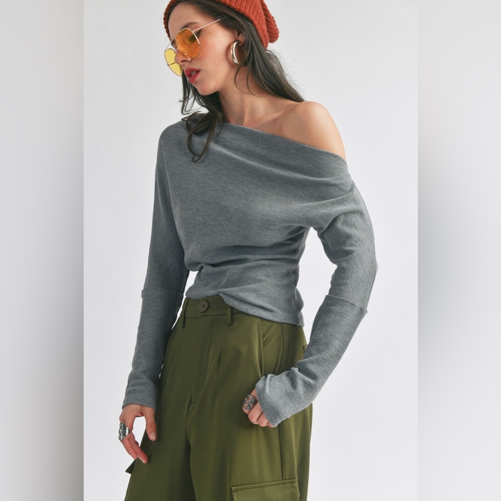 SIGNATURE8 WAFFLE KNIT OFF SHOULDER TOP ❤️NEW COLLECTION IN STORES❤️